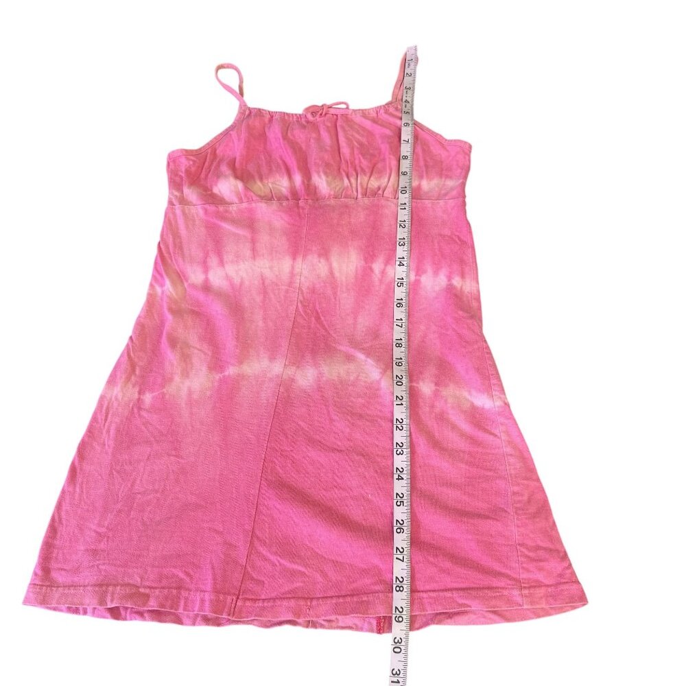 Vintage Basic Editions Women's Pink Tie Dye 100% Cotton Mini Dress Size 14 XS - Picture 5 of 6